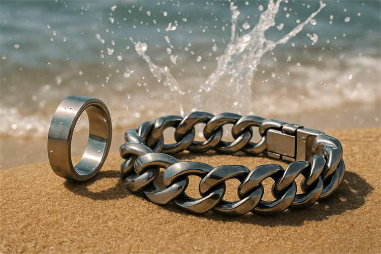 Water-resistant stainless steel jewelry