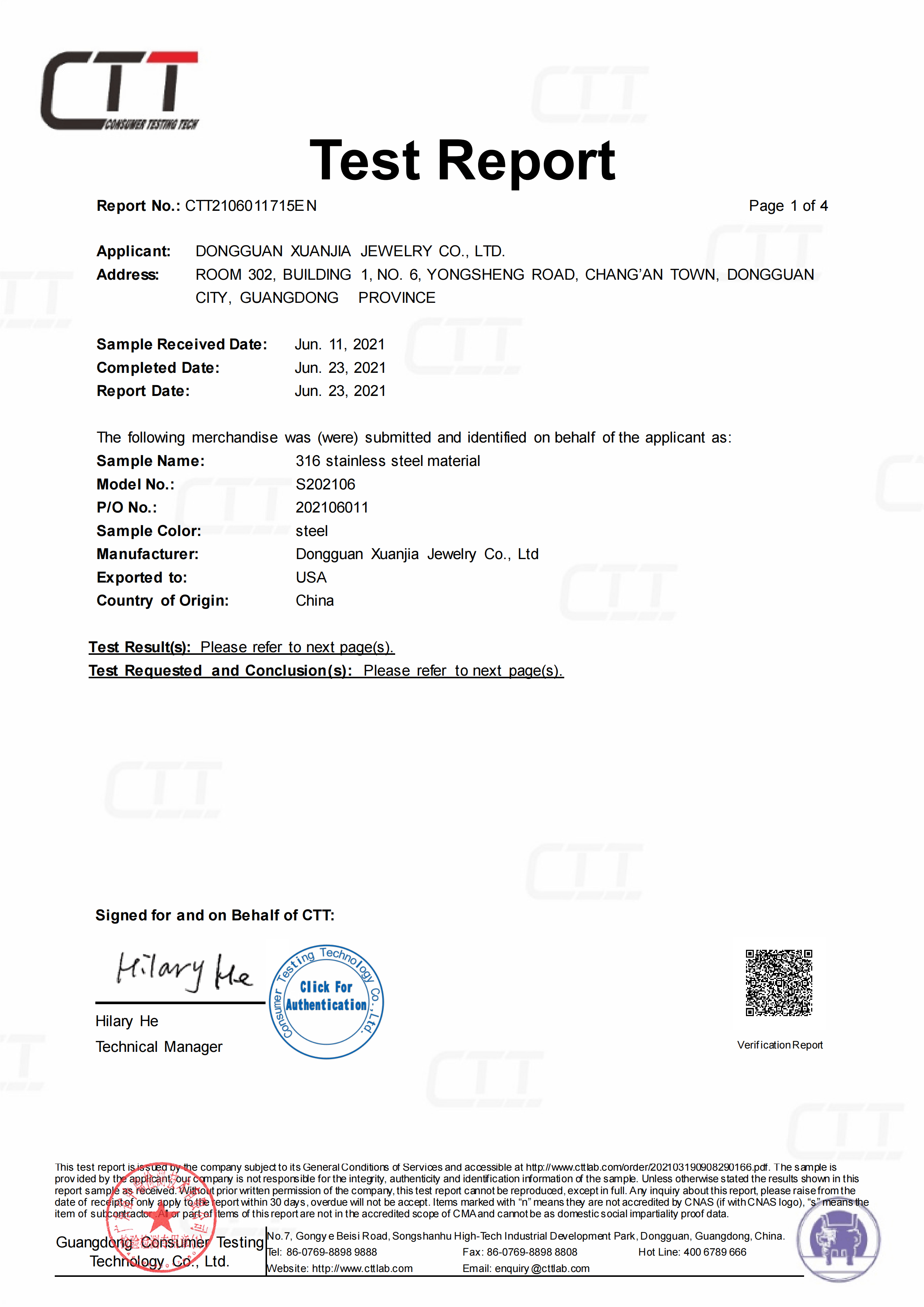 316L Stainless Steel Testing Report